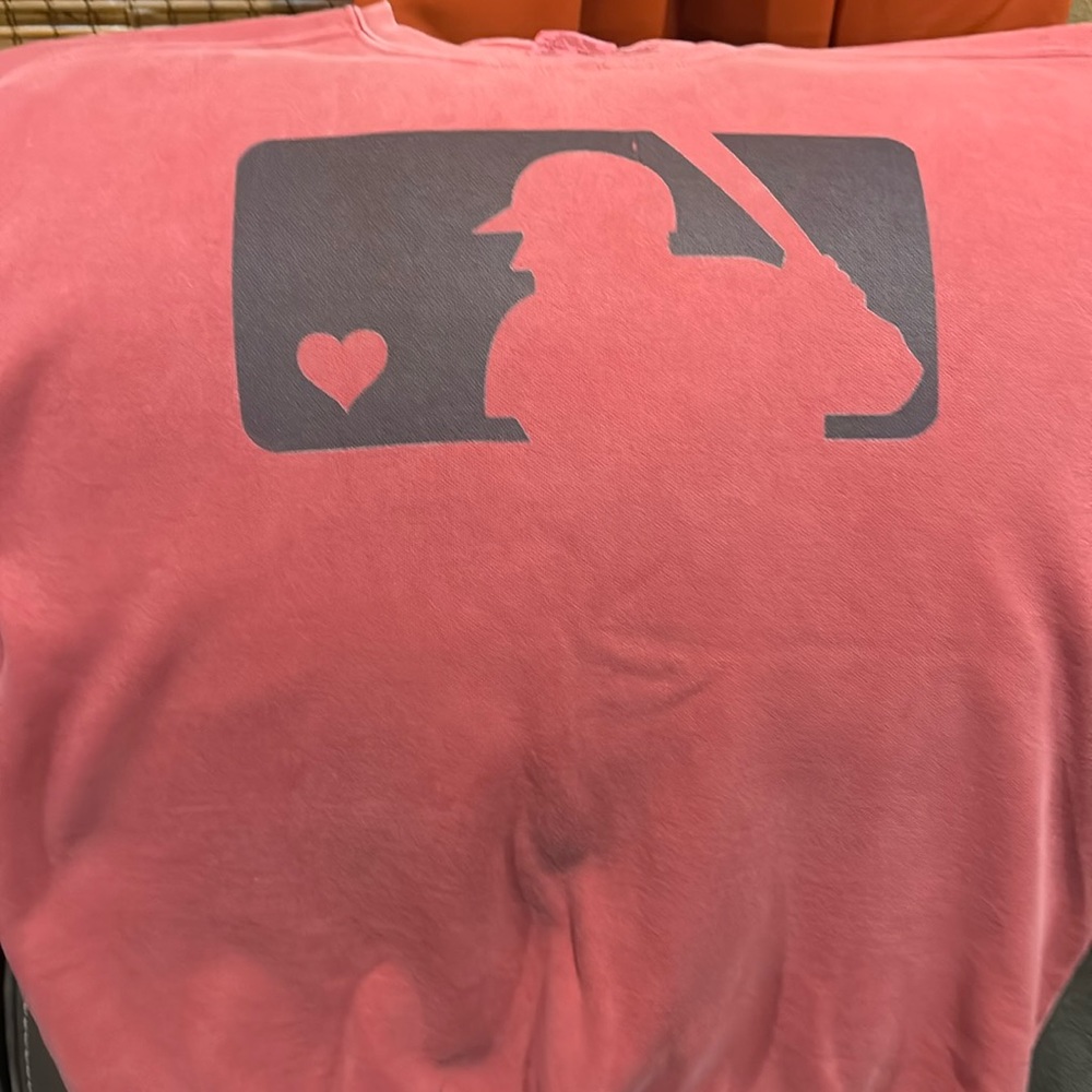Comfort Colors Pink Crewneck Sweatshirt with Navy Baseball Silhouette
